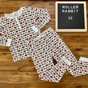 Roller Rabbit Kids Holly Jolly Hathi Pajama Set 12 White Christmas Elephants